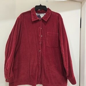 Classic LL Bean Red Corduroy Lined Shirt